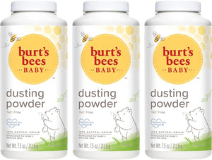 Burt's Bees Polvo de polvo para bebés, 100% de origen natural, sin talco, probado por pediatras, 7.5 onzas, paquete de 3, el paquete puede variar