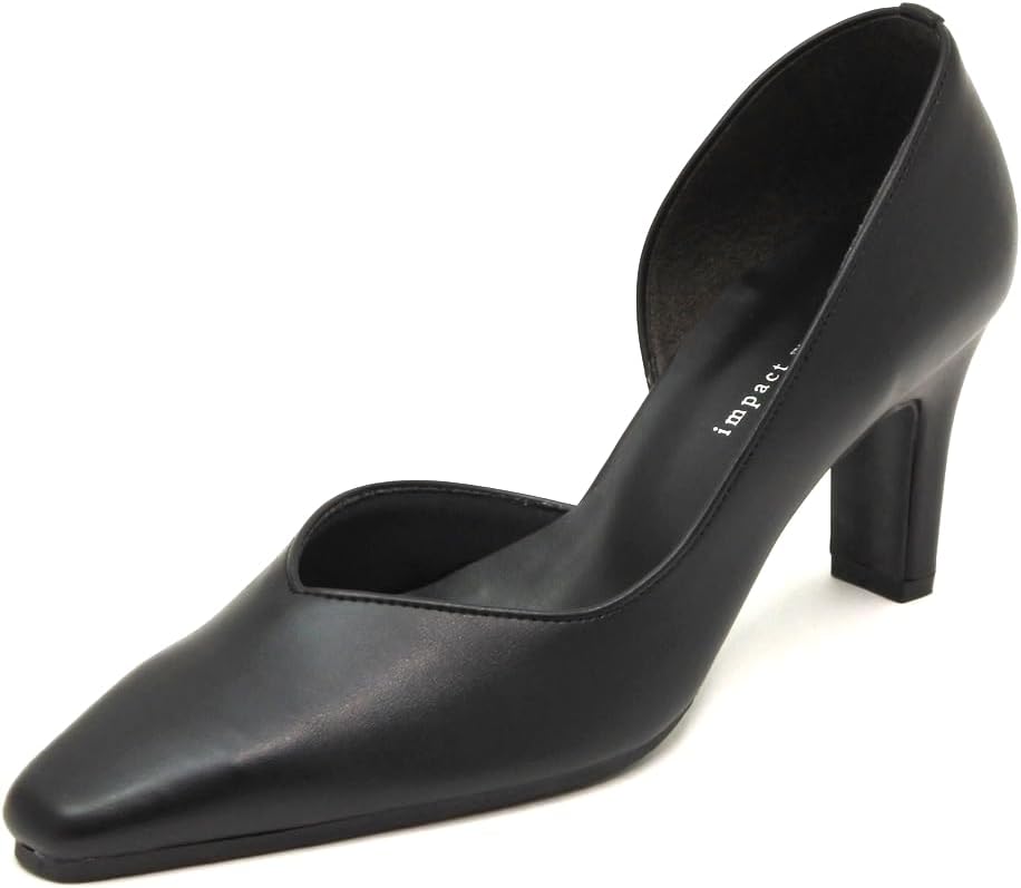 Made in Japan Side Open Pumps V Cut 7cm Heel Pointed Square Toe Pumps Black