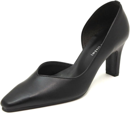 Made in Japan Side Open Pumps V Cut 7cm Heel Pointed Square Toe Pumps Black