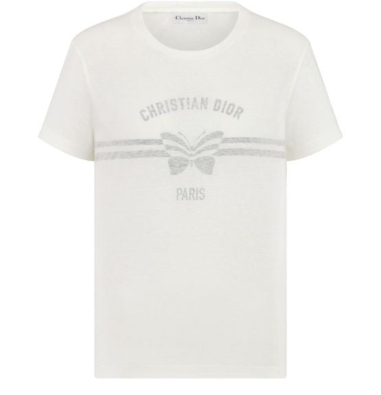 T-shirt cotton and linen jersey with Christian Dior Papillon motif - Image 1
