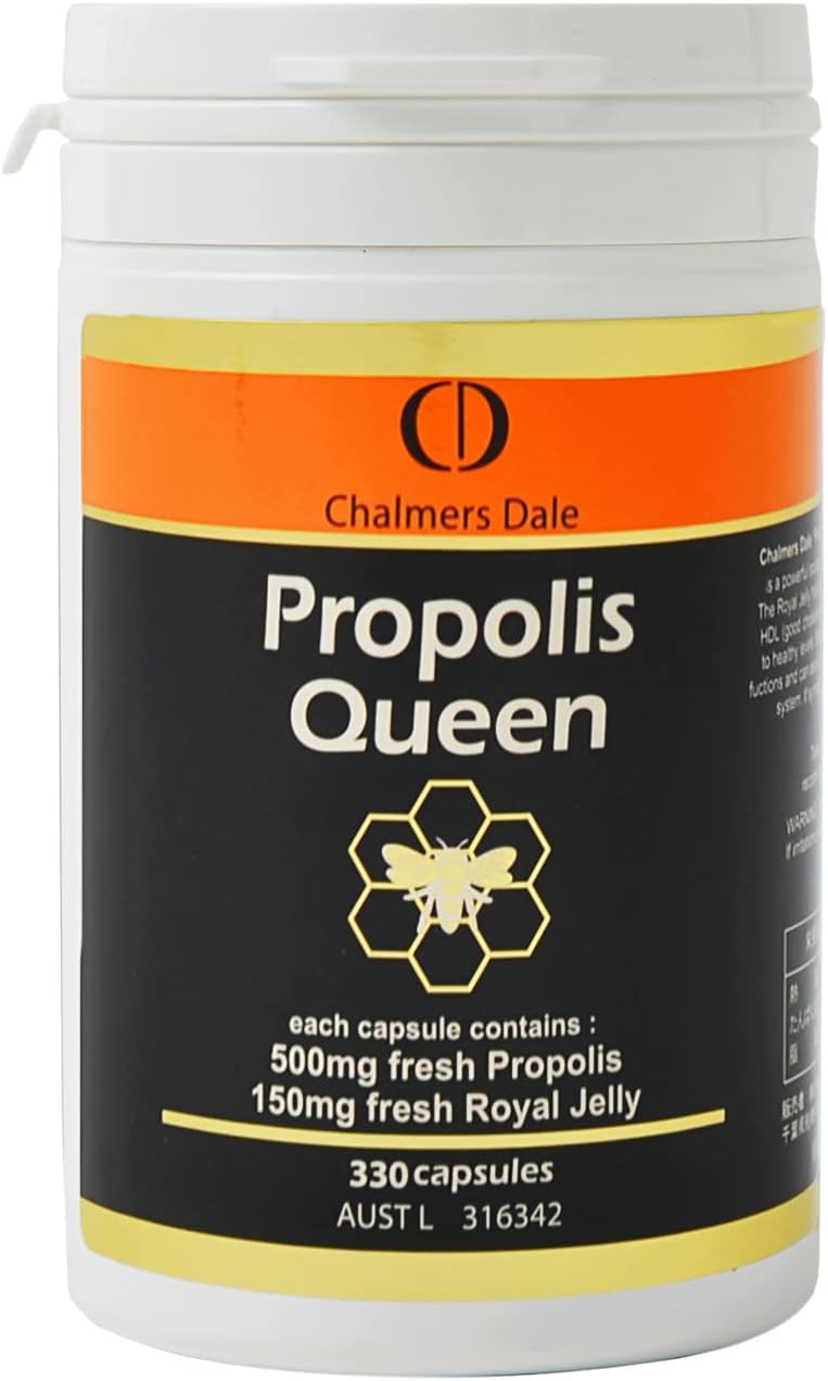 Propolis Queen 330 Capsules (Propolis & Royal Jelly Capsules) 1 Capsule/Pure Propolis Extract 500mg Raw Royal Jelly Equivalent, 150mg Formula, Australia Charmerdale Desensic Acid, Alpha Japan Original