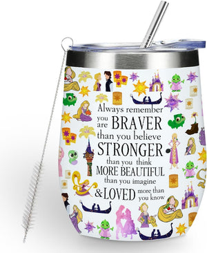 Vaso de vino mágico lindo, regalo de cumpleaños de Navidad con personajes inspirados para mujeres, mamá, regalos de aliento inspiradores mágicos, taza de café aislada de acero inoxidable de 12 onzas