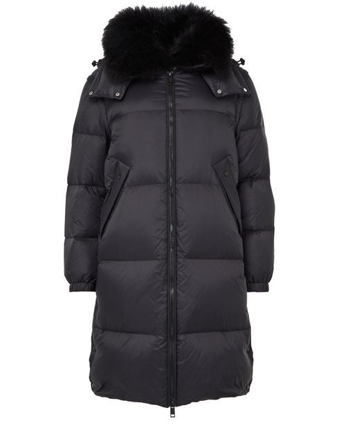 YVES SALOMON Hooded maxi puffer jacket with a lambswool collar - Image 1