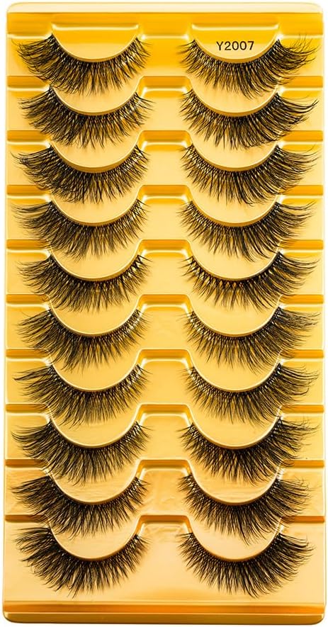 10 Pairs Transparent False Eyelashes Fake Mink Eyelashes Thick Soft Handmade Stage Daily Makeup Long Eyelashes (Y2007)