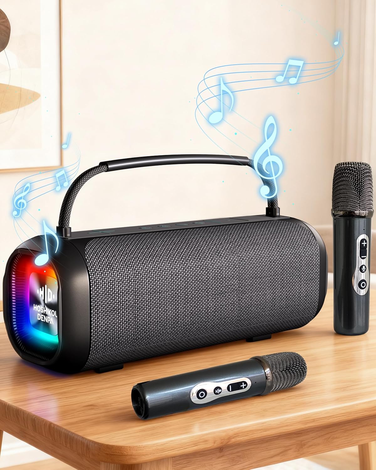 Wireless Microphone Speaker Bluetooth 5.3 Hoshikou Denpa Karaoke Microphone Set with Built-in Amplifier Large Capacity Battery Rechargeable Portable Speaker Supports USB/TF/AUX Home Mini Amplifier