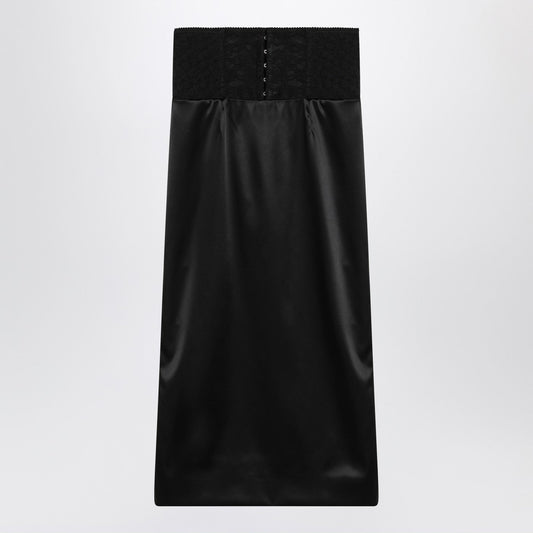 Dolce  Gabbana コルセットベルト付きのドルチェ＆ガッバーナブラックミディスカート - Image 1