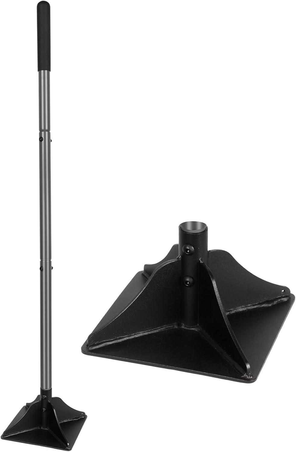Walensee Steel Tamper with 122cm Handle, Compacting Tamper with Rubber Grip, Asphalt Tamper, 20cm x 20cm Square Rammer, Labor-saving, All-steel, High Durability, Ideal Tool for Ground Leveling, Paving
