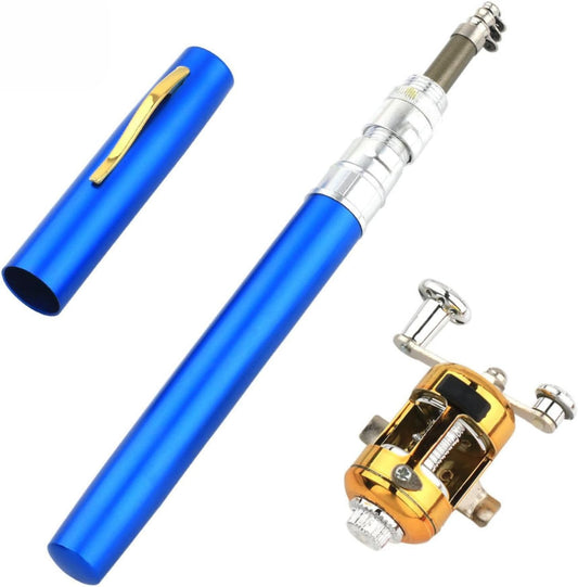 HOTQ Fishing Rod with Reel, Simple Fishing Rod Set, Fishing Mini Telescopic, Pen Type Rod, Introduction to Fishing, Advanced Fishing, Beginner Fishing