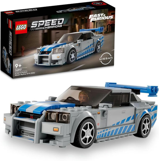 LEGO Speed Champions Fast & Furious Nissan Skyline GT-R (R34) Toy, Building Blocks, Birthday Present, Car, Mini Car, For Boys, Girls, Children, Ages 9 to 11, 76917