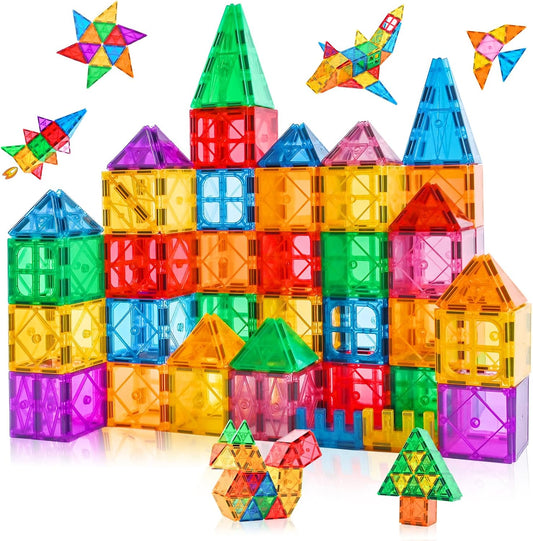 Magnetic Blocks, 64 Pieces Magnetic Blocks, Magnetic Toys, Educational Toys for Boys and Girls, Learning Education, Construction Toys, Birthday