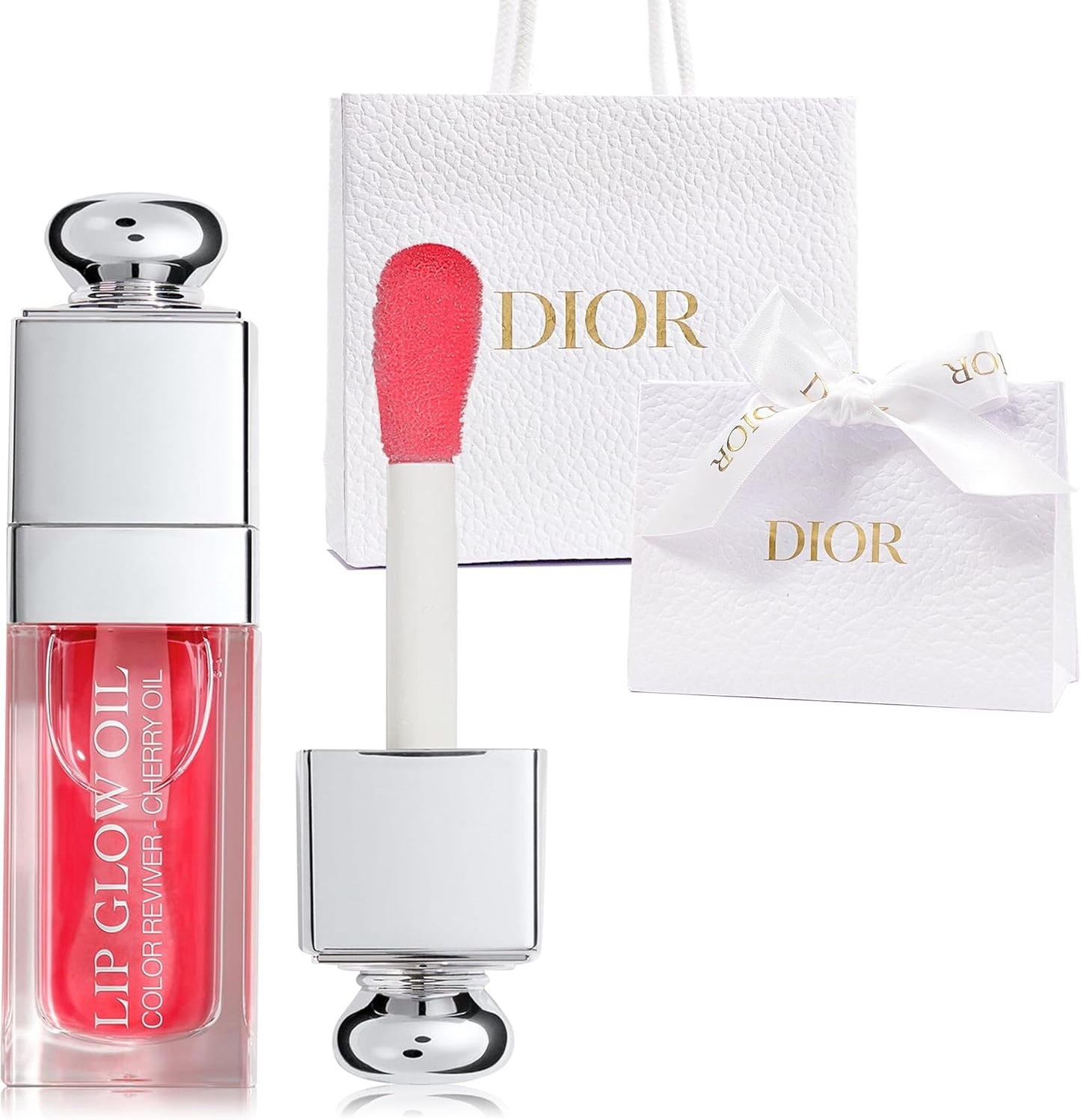 DIOR Addict Lip Glow Oil (#015, Cherry), 0.2 fl oz (6 ml), Care, Tint Oil, Cosmetics, Birthday, Present, Gift, Shopper Included