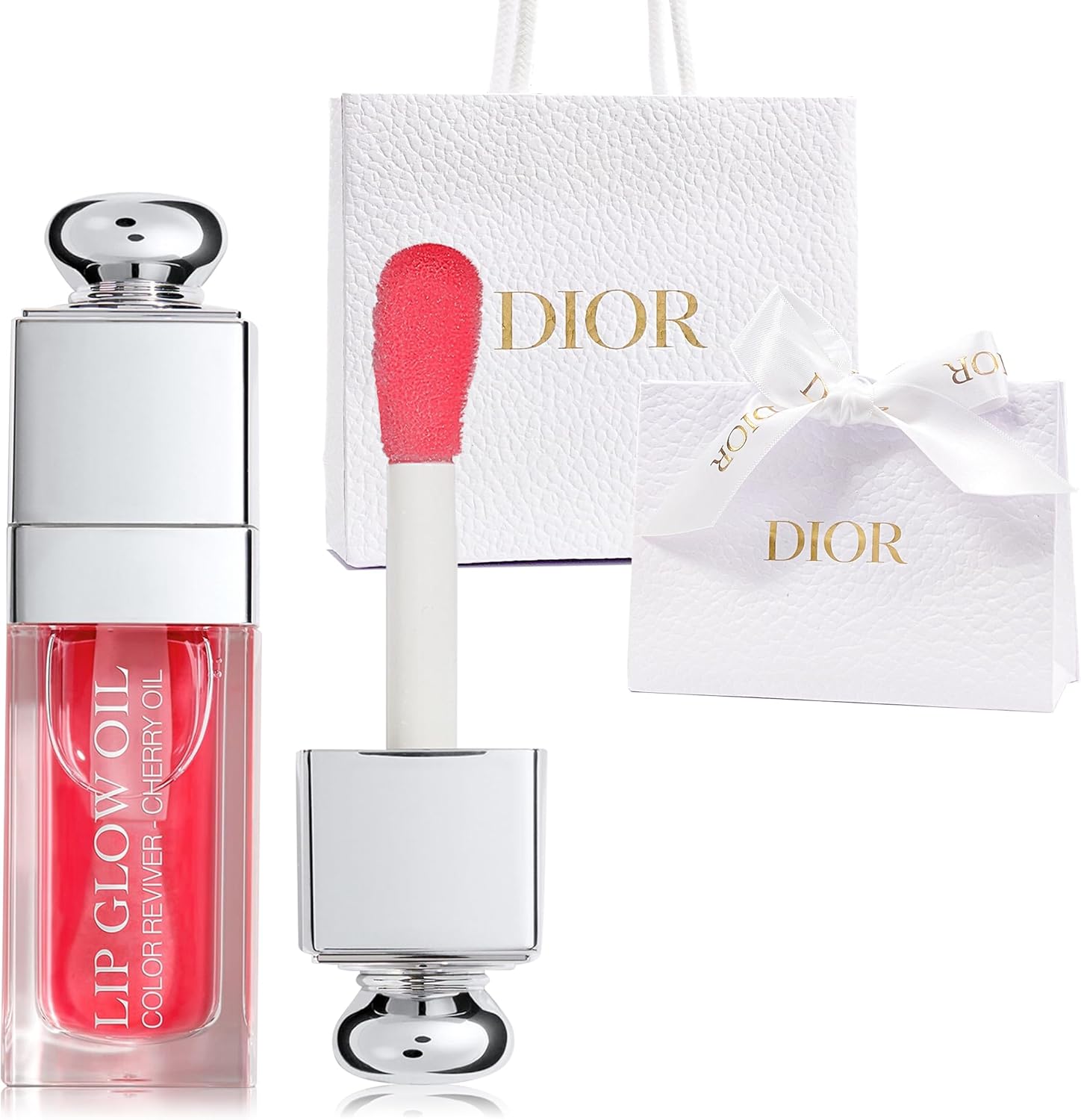DIOR Addict Lip Glow Oil (#015, Cherry), 0.2 fl oz (6 ml), Care, Tint Oil, Cosmetics, Birthday, Present, Gift, Shopper Included