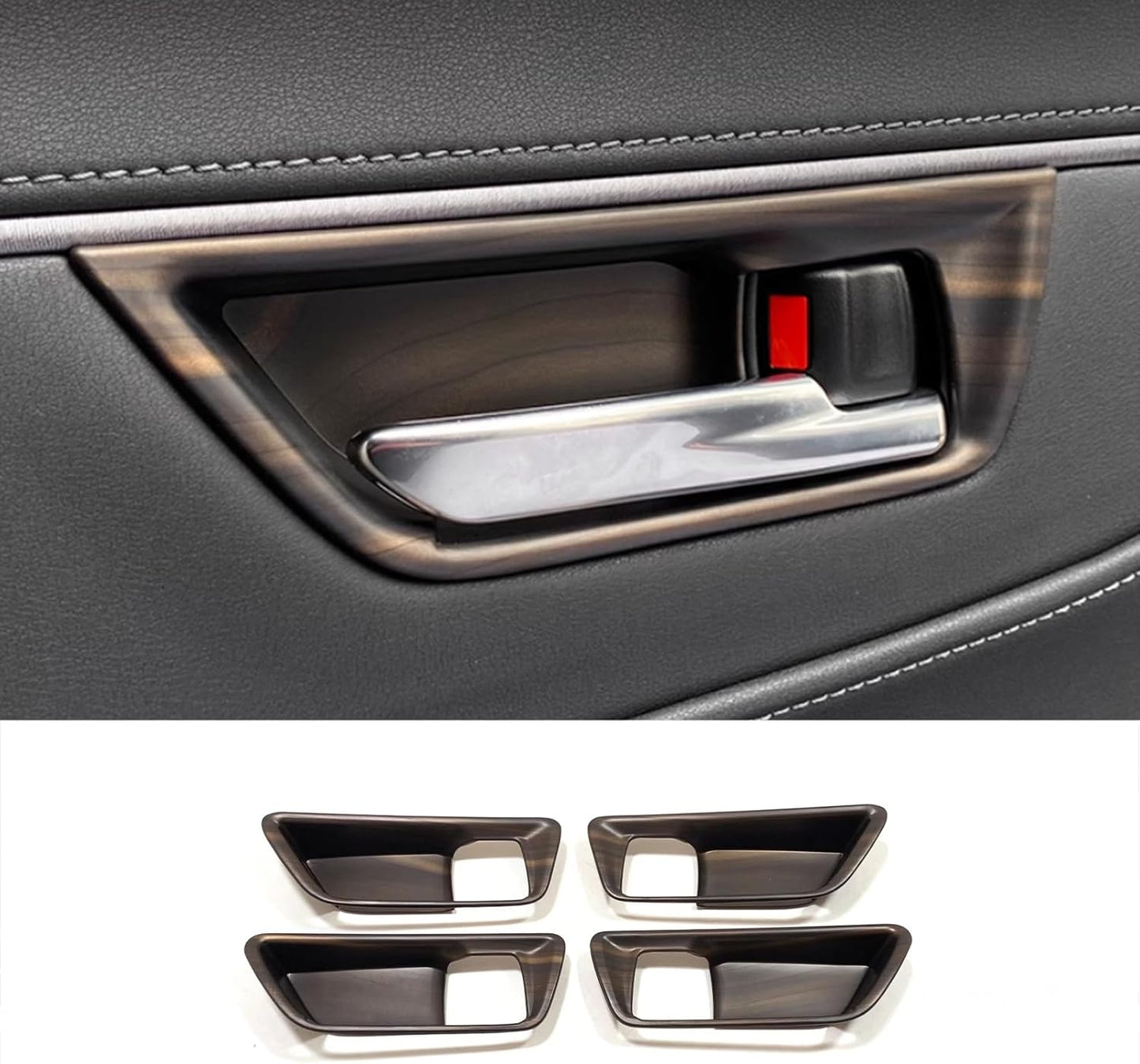 ZUNEIGUNG Toyota Harrier 80 Series Inner Door Handle Bowl Frame Auto Decorative Cover Scratch Resistant Nail Scratch Resistant Fits New Toyota Harrier Design Interior Parts Accessories ABS Resin 4