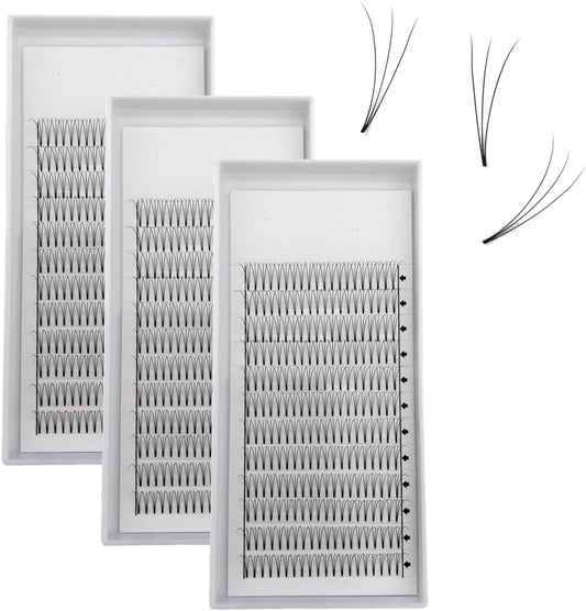 3 Box Eyelash Extensions, 3D Volume, C/D Curl, Thickness 0.04 inches (0.10 mm), Matsueku False Eyelashes, Natural, Popular, 3D Premade Fans Short Stem Eyelashes (D-0.04, 0.43, 0.4, 0.43, 0.5, 0.5,
