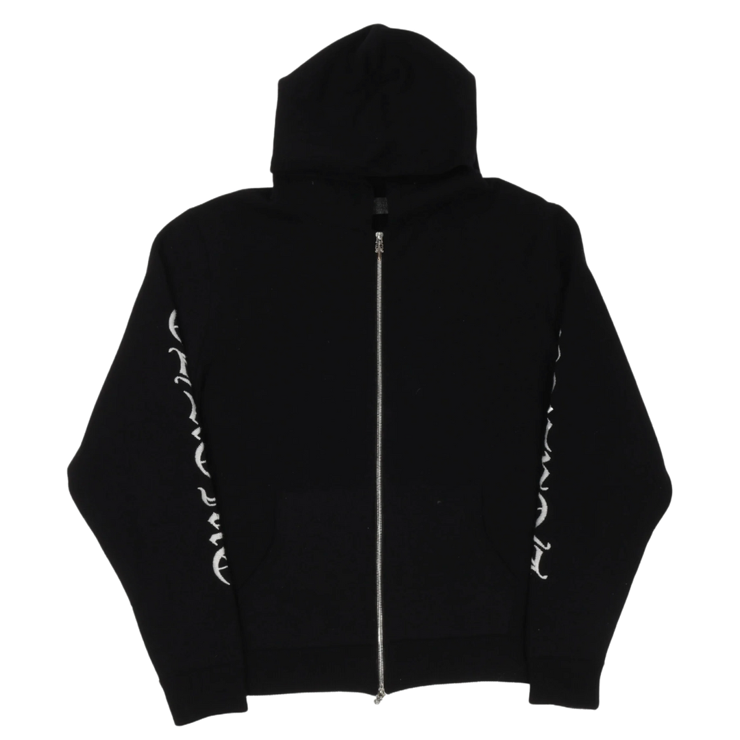 CHROME HEARTS 'SPELLOUT SLEEVE' BLACK CASHMERE ZIP-UP