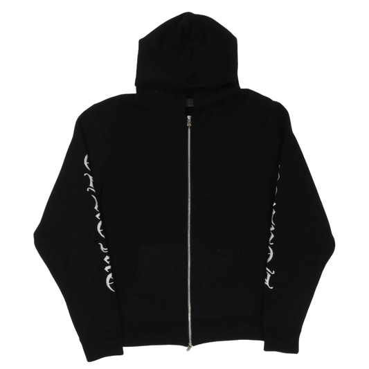 CHROME HEARTS 'SPELLOUT SLEEVE' BLACK CASHMERE ZIP-UP