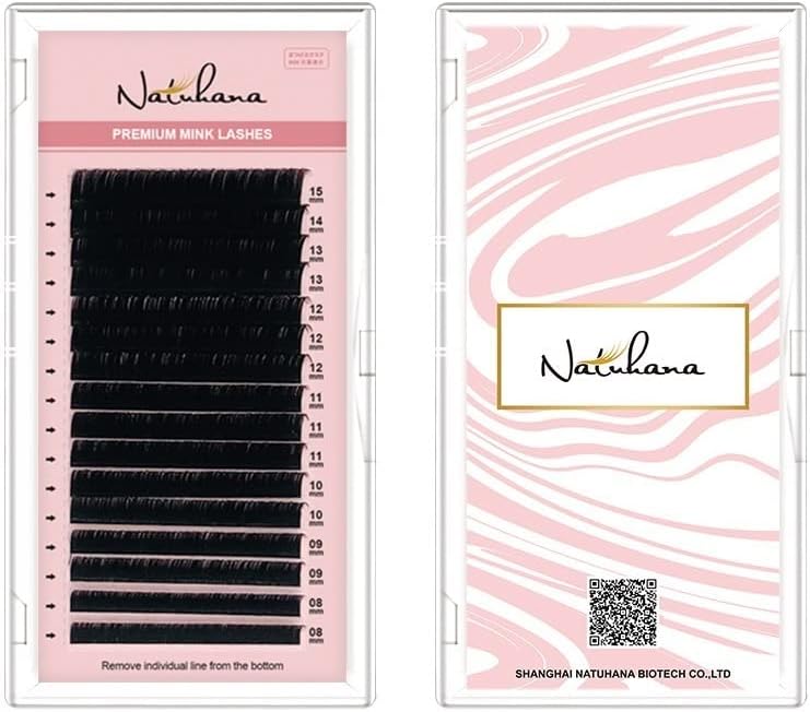 heaven`s seven Natuhana Eyelash Extensions Matsueku Self Luxury Mink Extensions C Curl Thickness 0.05 Length 8mm-15mm Mix (C Curl 0.12mm)
