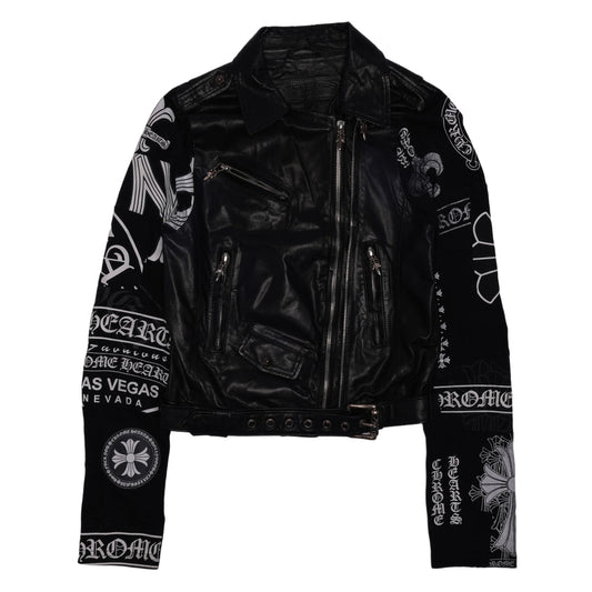 CHROME HEARTS WOMEN'S 'LAS VEGAS EXCLUSIVE' LEATHER BLACK BIKER JACKET