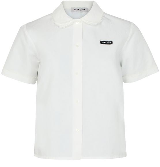 MIU MIU Short-sleeved shirt with Peter Pan collar - Image 1