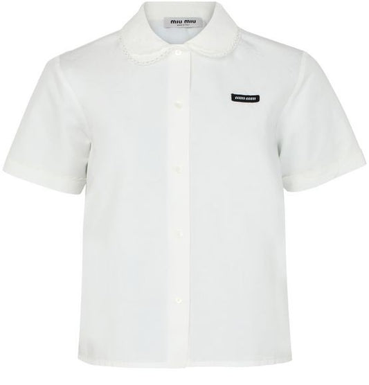MIU MIU Short-sleeved shirt with Peter Pan collar - Image 1