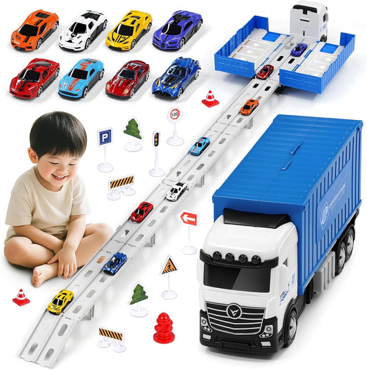 Joyreal Toy Vehicle Set - Construction Vehicle Set 1 Storage Car 6 Mini Car Set Car Toy Working Vehicle 3 4 5 6 Years Old Working Vehicle Children Boy Girl Birthday Present Children's Car Toy
