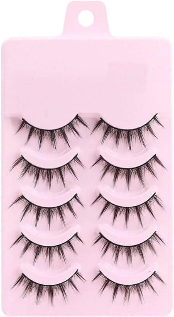 5 Pairs False Eyelashes, For Upper Eyelashes, Natural Black Core, Soft Core, Ultra Lightweight, Soft, Handmade, Reusable, Thin Makeup, Lifestyle Makeup, 0.5 inch (12 mm), Full Strip Eyelashes for