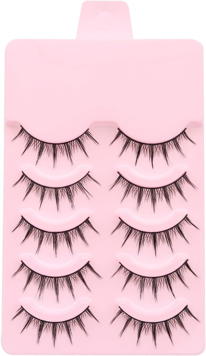 Fake Eyelashes, Natural, Ultra Lightweight, Soft, Everyday Makeup, Cosplay, Devil Style, 5 Pairs