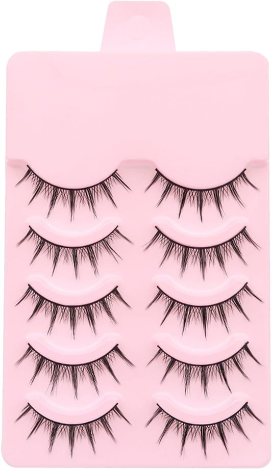 Fake Eyelashes, Natural, Ultra Lightweight, Soft, Everyday Makeup, Cosplay, Devil Style, 5 Pairs