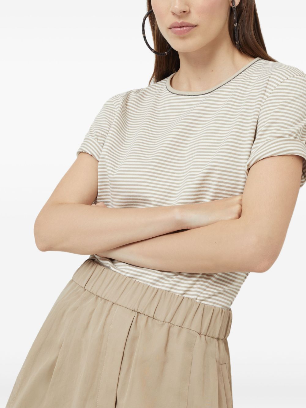 Brunello Cucinelli Cotton Jersey Tシャツが光沢のあるディテール付き - Image 1