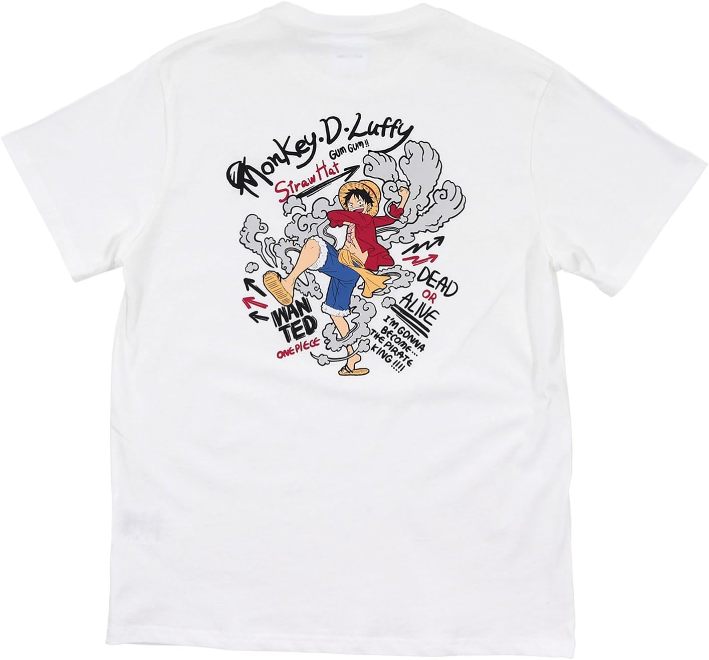 [Airin] ONE PICE 572 Men's Short Sleeve T-Shirt Luffy (M Men's/L/LL) (White/Blue/Black)