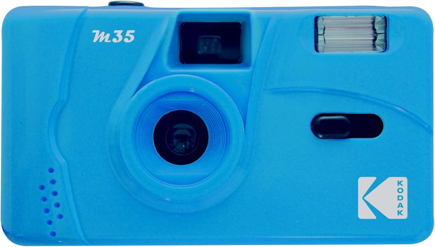Kodak M35 35mm Film Camera, Fixed Focus, Reusable, Built-in Flash, Easy to Use (Cerulean Blue)