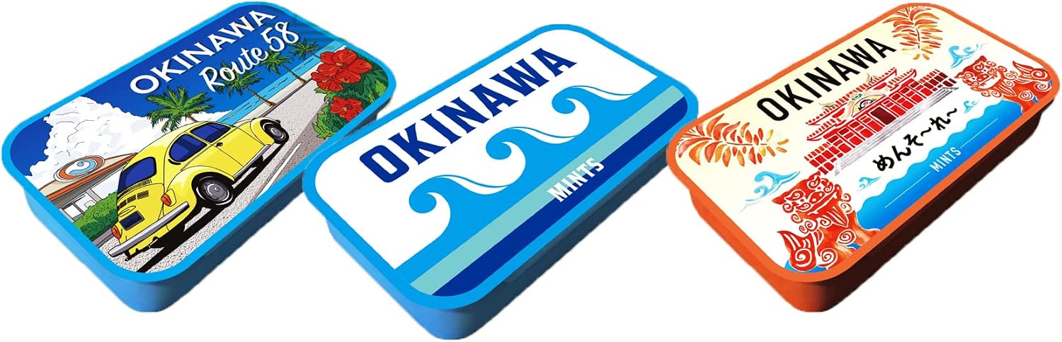 Mint Tablet, Mint Can (Shori Castle/Route 58/Wave), Okinawa Limited Edition, OKINAWA, Set of 3, Refreshing Sweets, Made in Okinawa Prefecture, NEXT Yura Prefecture, Okinawa Prefecture, Souvenir