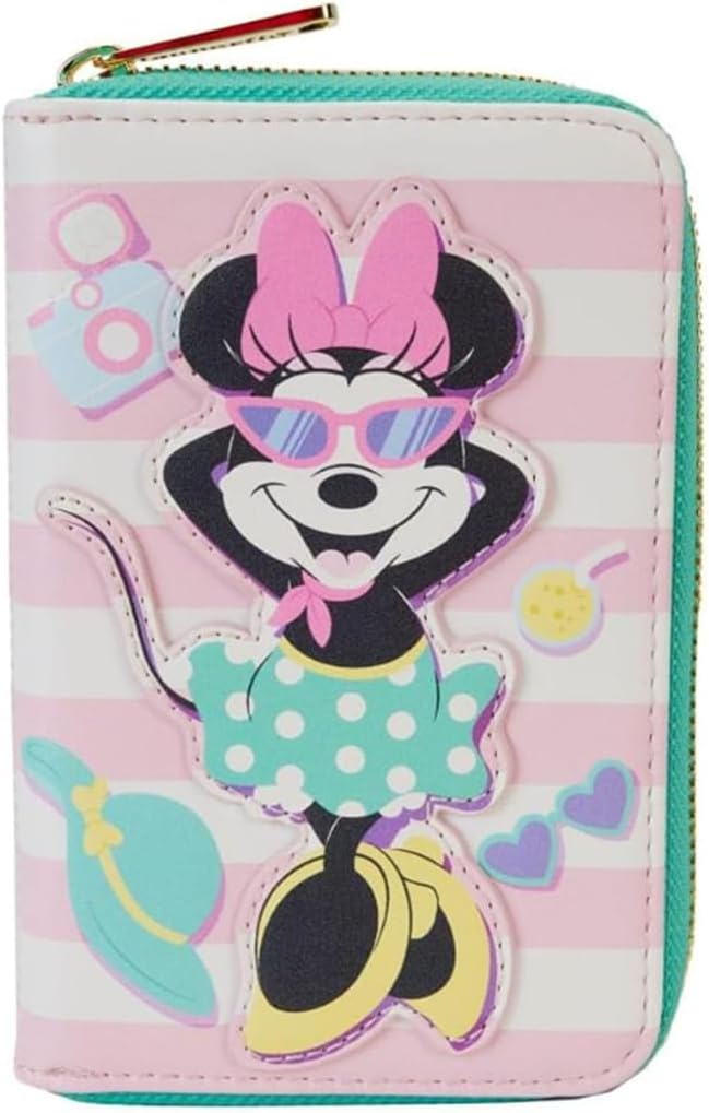 Disney by Loungefly Minnie Mouse Vacation Style Purse, Black, Zip on the