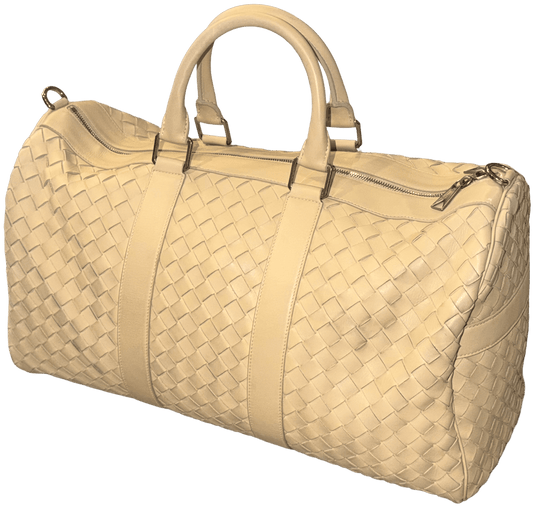 BOTTEGA VENETA 'TAN' WOVEN LEATHER DUFFLE BAG