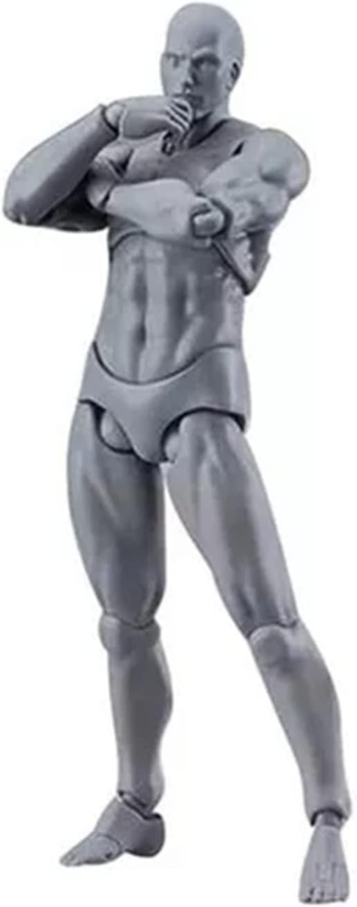 Figma Youth 2.0 Action Figure Model, Silver Grey Skin Tone, Articulated Joints, Adult Desk Toy, Grey and Orange Skin Color (Men #13)