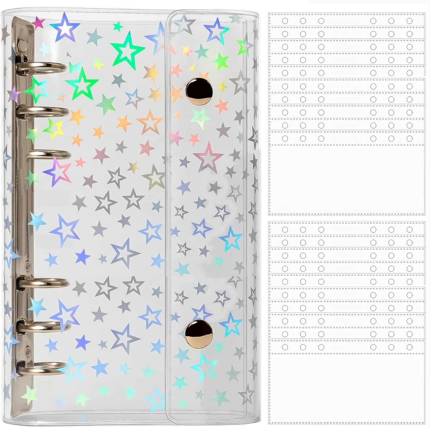 Clear Sticker Book Transparent Girls Removable A6 Sticker Binder Sticker Notebook Clear Binder 6-Hole Micro 6 Sticker Storage Refillable Comes with 20 Refill Sheets Otaku Activity Supplies
