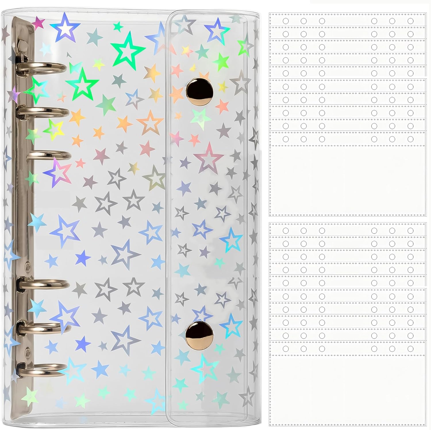 Clear Sticker Book Transparent Girls Removable A6 Sticker Binder Sticker Notebook Clear Binder 6-Hole Micro 6 Sticker Storage Refillable Comes with 20 Refill Sheets Otaku Activity Supplies