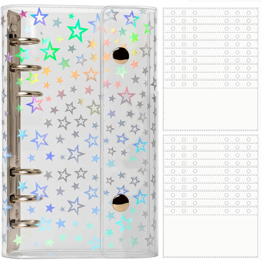 Clear Sticker Book Transparent Girls Removable A6 Sticker Binder Sticker Notebook Clear Binder 6-Hole Micro 6 Sticker Storage Refillable Comes with 20 Refill Sheets Otaku Activity Supplies