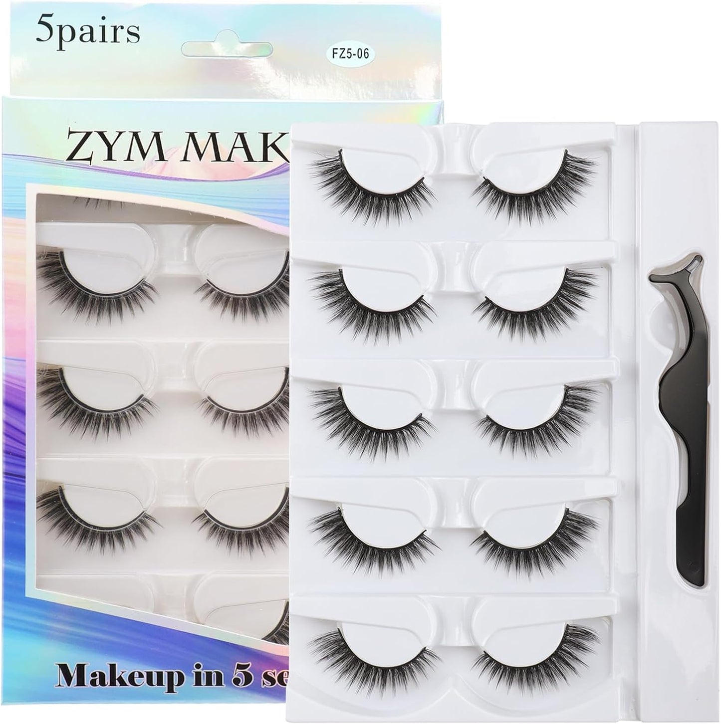 5 Pairs Self Adhesive False Eyelashes Reusable Non-Adhesive False Eyelashes Mink Natural Eye Actress Eyelashes Easy to Wear Popular Adhesive False Eyelashes Waterproof Ultra Lightweight
