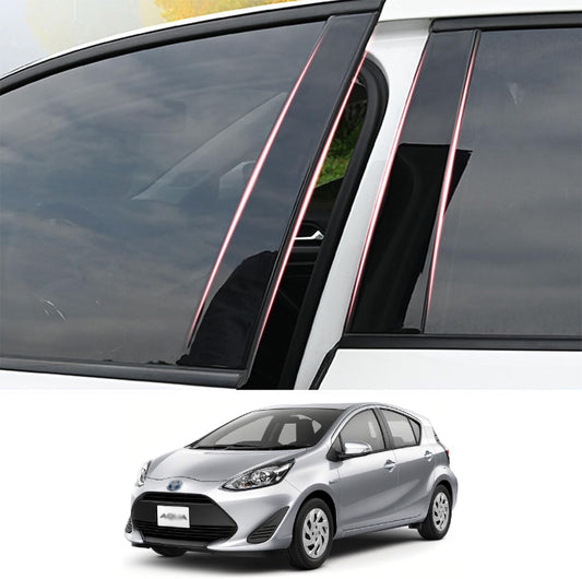 ZdeduoCar Toyota Exclusive Design Aqua AQUA 10 Series NHP10 Early Mid Late (December 2011 - June 2020) Pillar Garnish B Pillar Genuine Side Visor Protective Cover Set of 4 (Piano Black)