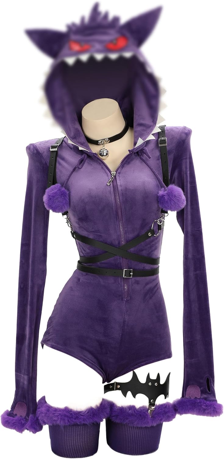 Miccostumes Women's Adult Anime Game, Cute Homewear, Pajamas, Bodysuit, Leotard, Hoodie, Ghostly Style, Monster Beast, Monster, Cosplay Costume, Costume, Transformation, Disguise, Shooting, Ghosted,