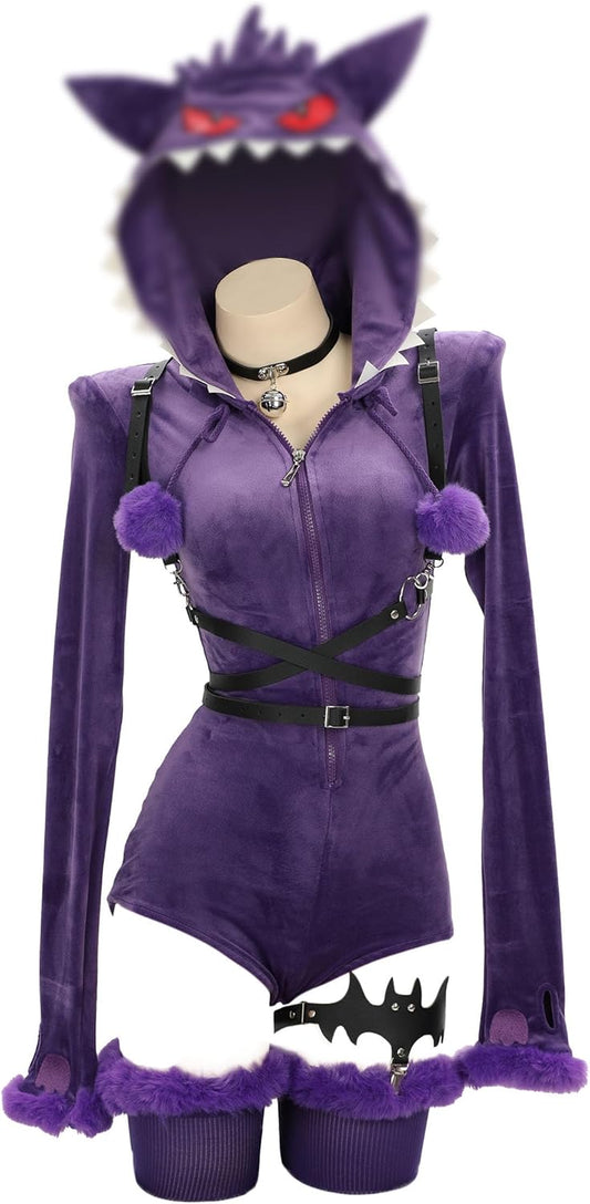 Miccostumes Women's Adult Anime Game, Cute Homewear, Pajamas, Bodysuit, Leotard, Hoodie, Ghostly Style, Monster Beast, Monster, Cosplay Costume, Costume, Transformation, Disguise, Shooting, Ghosted,