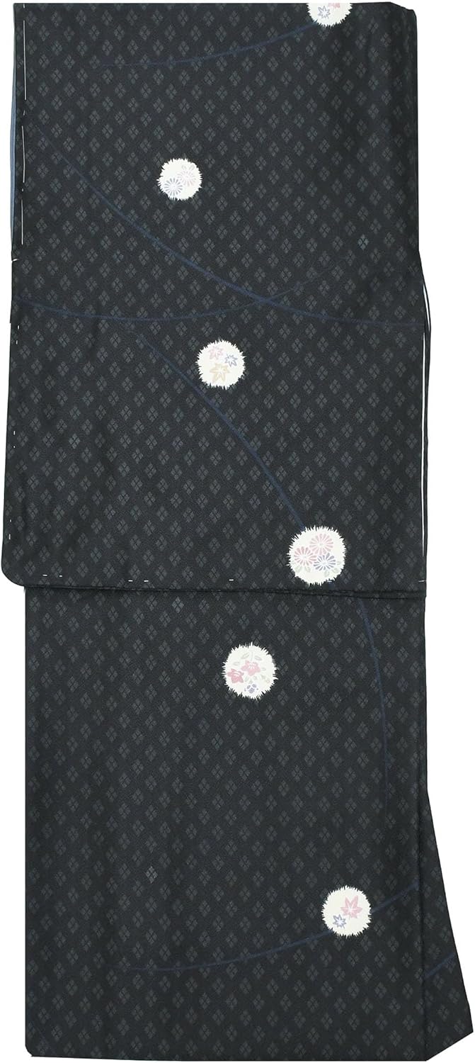 Wagokorokimonya appk1412-l Lined, Large Size, Washable Kimono, Tailoring, Crepe Fabric, Pretty, Coordinating, Fine Pattern, Women's, Wide Collar, Casual, Stylish