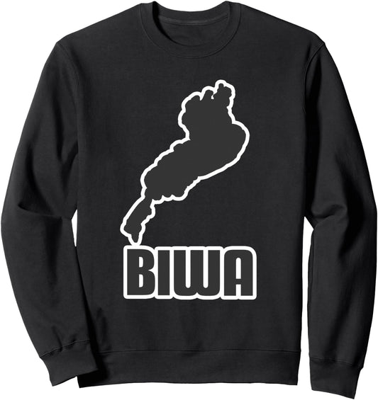 BIWA Lake Biwa Shiga Map [47 Prefectures] JIMO-T Brand Parody Local Souvenir Present Funny Sweatshirt