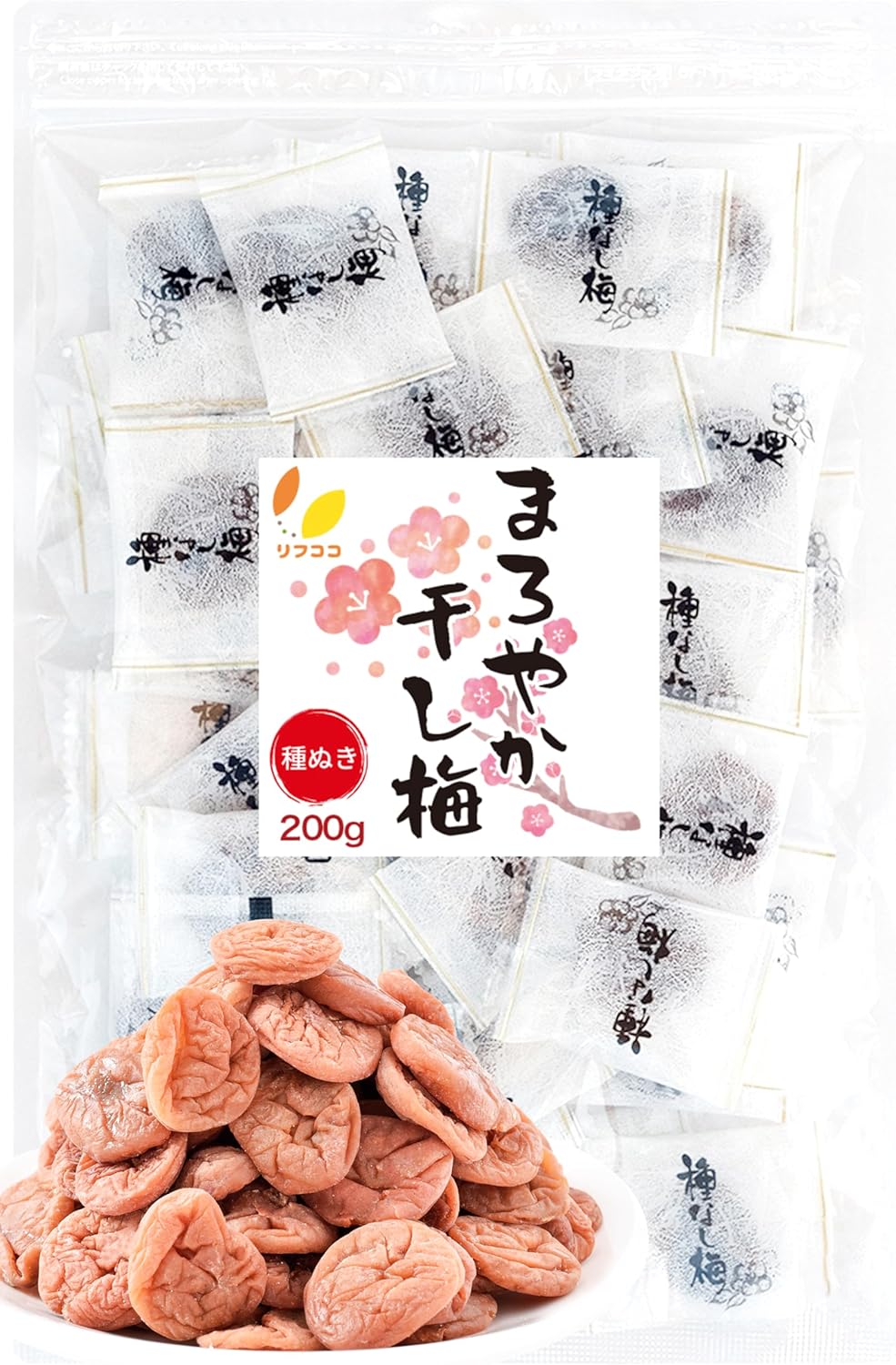 Rifuko Mellow Dried Plum, Seedless Plum, Individual Packaging, 7.1 oz (200 g) (Approx. 50 Piece), Zippered Bag, For Commercial Use, Dried Plum, Plum, Seedless Plum, Sweets, Plum Treats, Plum Treats