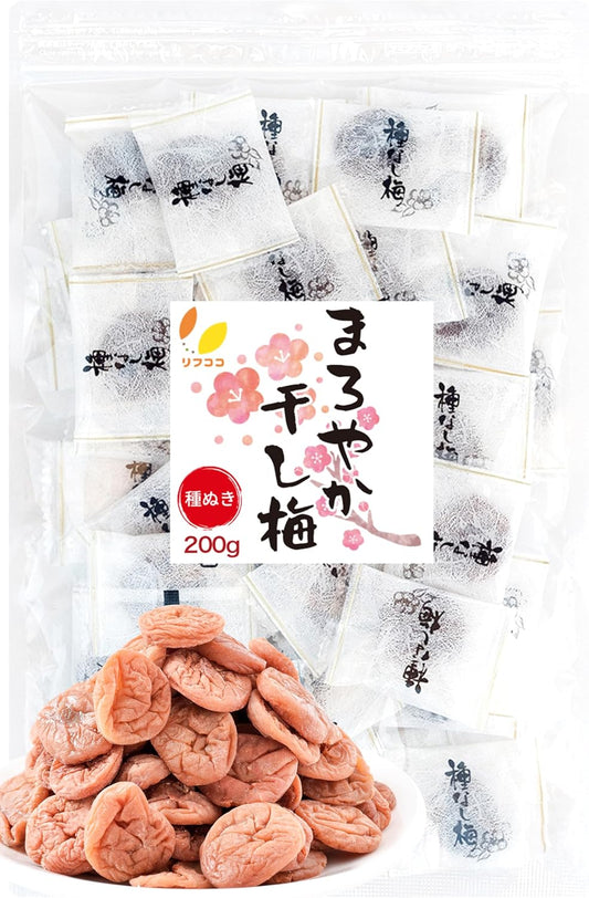 Rifuko Mellow Dried Plum, Seedless Plum, Individual Packaging, 7.1 oz (200 g) (Approx. 50 Piece), Zippered Bag, For Commercial Use, Dried Plum, Plum, Seedless Plum, Sweets, Plum Treats, Plum Treats