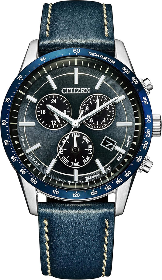 Citizen Collection BL5490-09M Men’s Watch, Eco-Drive, Chronograph, Genuine Domestic Cowhide Leather, Blue