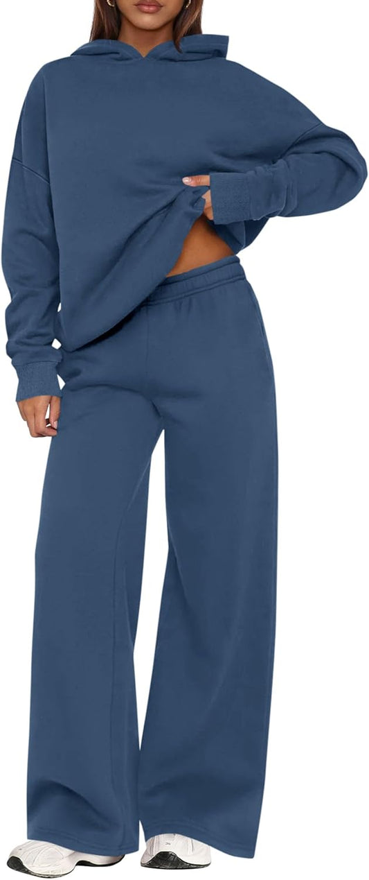 PRETTYGARDEN - Conjunto deportivo de 2 piezas para mujer, sudadera con capucha de manga larga, pantalones deportivos holgados y anchos, para otoño
