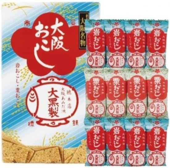 Amida Ike Daikoku Osaka Okoshi 700 1 Box Boxed Assortment of 24 Pieces Including 16 Mini Iwa Okoshi and 8 Mini Awa Okoshi Japanese Sweets Rice Snacks