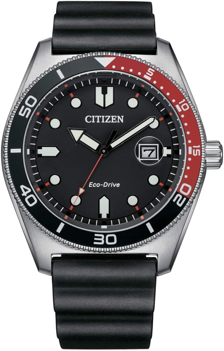 Citizen Eco-Drive AW1769-10E Men's Watch, Solar, Water Resistant to 322.8 ft (100 m), Black, Red, Pepsi Color,